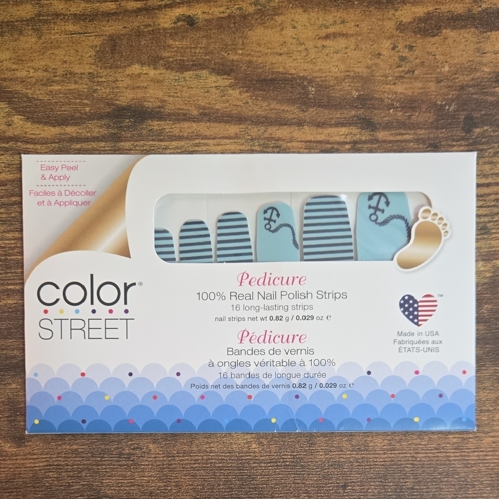 Color Street Nautical Blue White Pedicure Strips